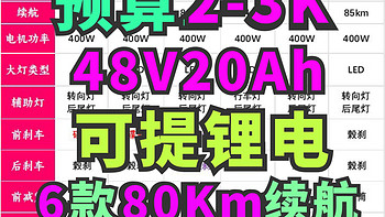 预算2K-3K元续航80km可提锂电池电动车对比！雅迪/绿源/哈罗/新大洲/五星钻豹到底哪款性价比高？