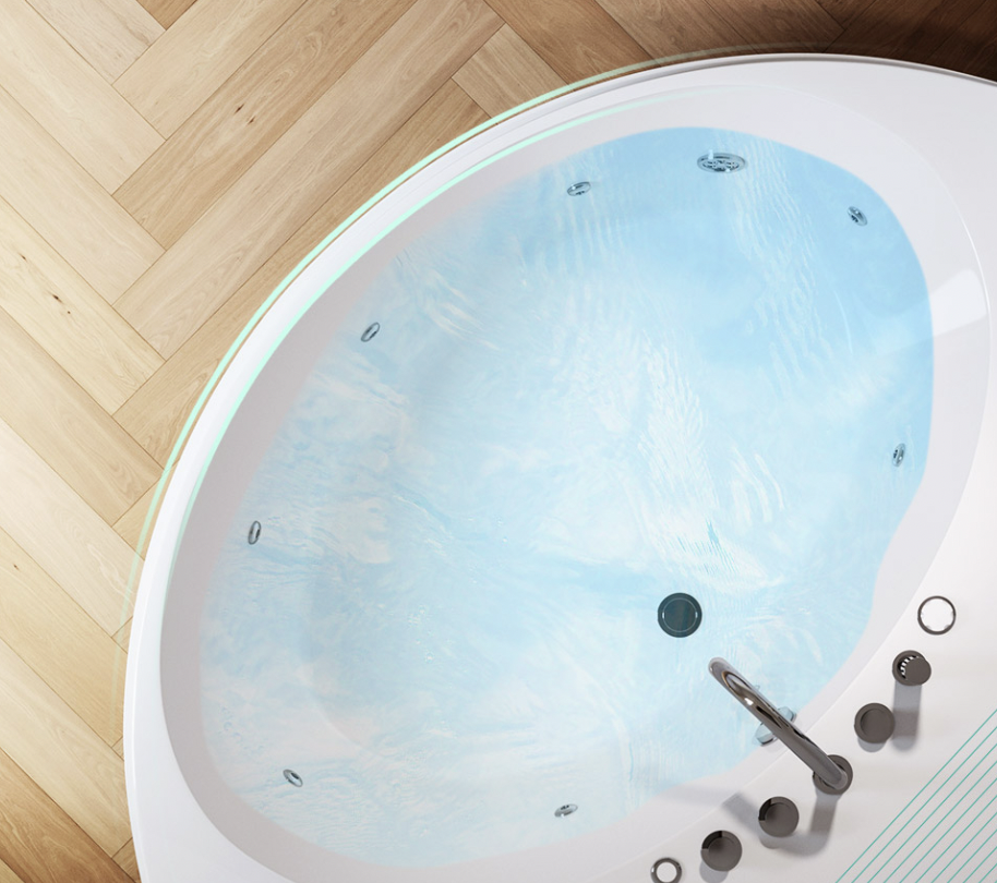 小米有品小户型浴缸，扇形设计+独立深缸，8大喷嘴+两种按摩模式