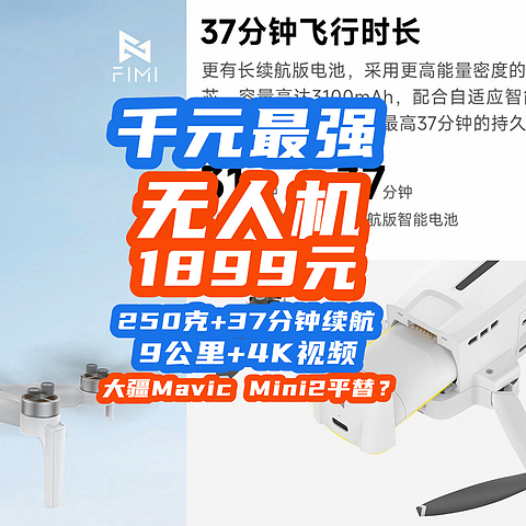 千元最强无人机？250g+37分钟+9公里+4K视频，1899买DJI MINI 2平替？