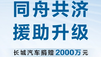 长城汽车宣布捐赠 2000 万元，用于灾区救援、重建等工作