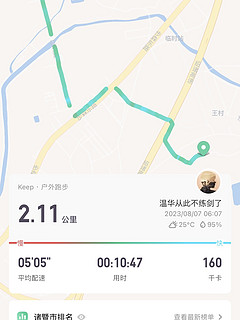 今日恢复性晨跑锻炼