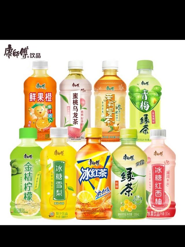 康师傅茶饮料冰红茶330ml*6瓶绿茶果茶混合