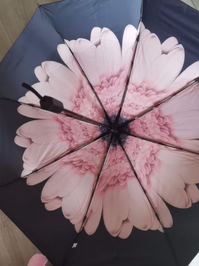 C'mon胭脂粉黑胶三折伞雨伞遮阳伞防晒伞晴