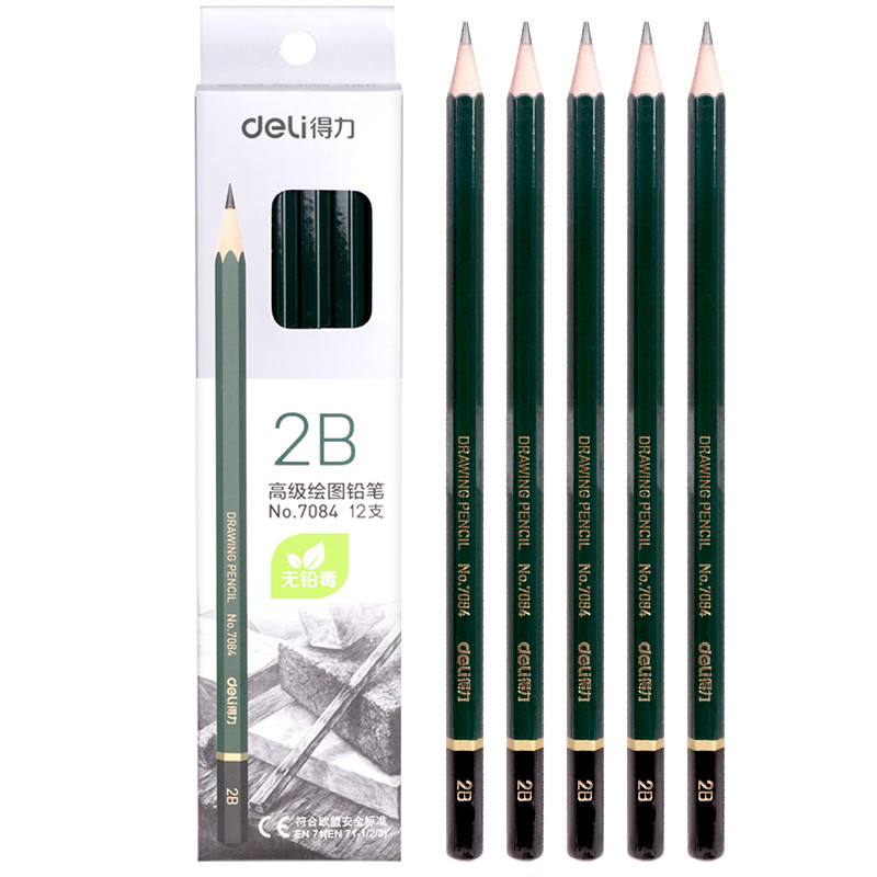 得力(deli) 2B 素描绘图铅笔六角学生铅笔 考试专用填涂答题卡铅笔——开学季必备的优质选择