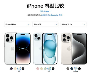 苹果新品iphone 15 ，iphone 15 pro与上一代iphone 14 pro官网参数对比