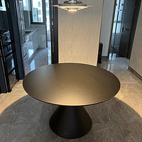 德利丰岩板圆餐桌内嵌式转盘设计师创意不锈钢黑钛纯
