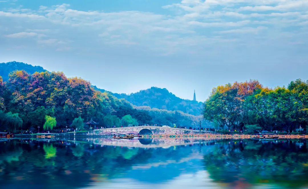 杭州西湖西泠桥秋色 08摄图网