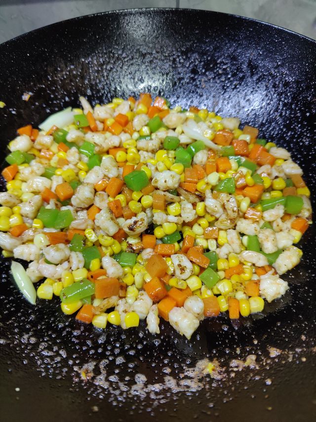 虾仁炒丁，孩子饭