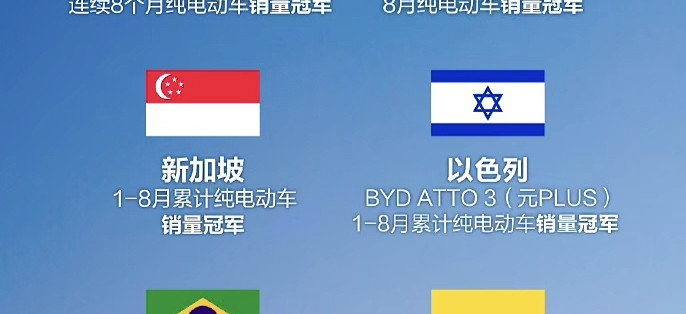 比亚迪做到了在海外销售的遥遥领先 