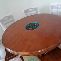 火锅店桌子带电磁炉一体商用饭店家用8人实木圆形餐桌椅组合1.3米