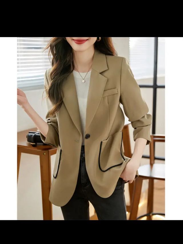 TERRE BLEUE小西装外套女春秋时尚女神范通勤西服休闲百搭上衣女 咖色 M 