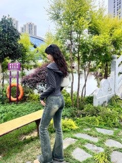 徒步装备LAPAYP纯欲风连帽开衫卫衣女春秋新款修身
