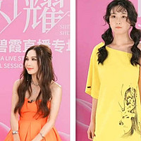 温碧霞IRENENA服装 篇五：温碧霞代言IRENENA服装品牌成就时尚女神，夏季新款甜美女装露单肩宽松百搭个性休闲纯棉短袖T恤推荐