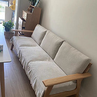 源氏木语布艺沙发日式小户型客厅实木沙发现代简约原木三人位沙发