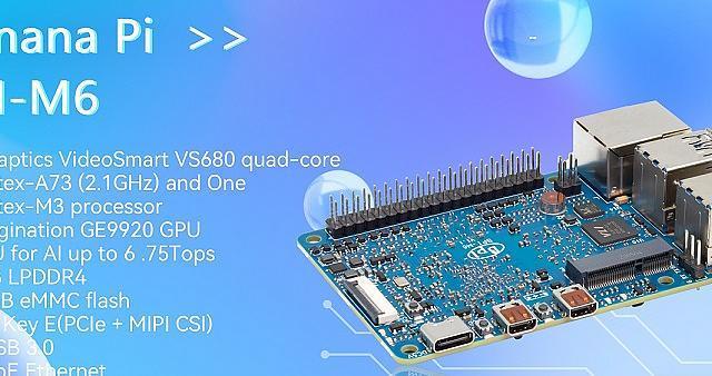 香蕉派BPI-M6 采用深蕾半导体Vs680芯片设计，板载4G LPDDR4和16G eMMC存储