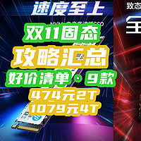 双11固态攻略：474元2T固态短暂回归！4T超值1079元7400MB/s！【好价汇总】