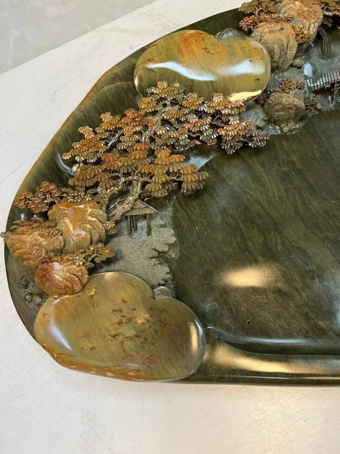 石质非常完美的一款绿端茶盘