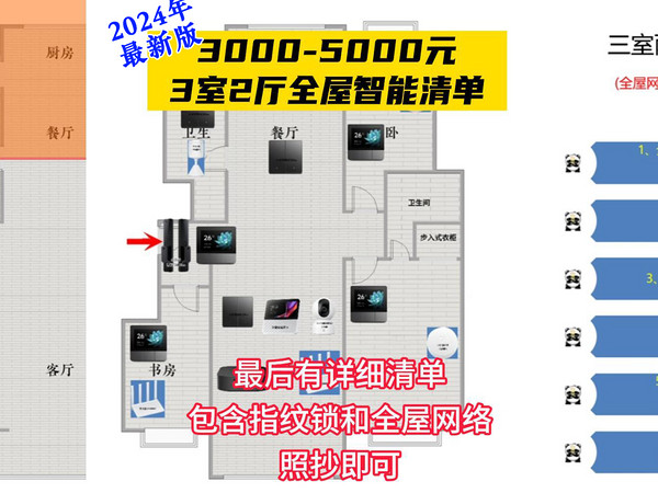 【2024年】3室2厅全屋智能方案有清单直接照抄