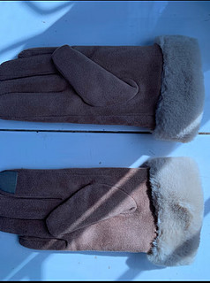 博沃尼克 冬季保暖手套加麂皮绒女士手套骑车全指防寒触屏情侣手套 卡其色