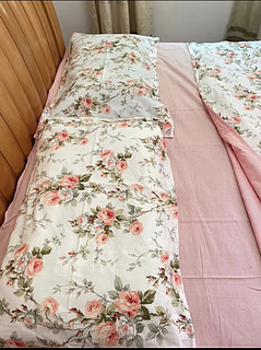 富安娜家纺床上四件套纯棉 100%全棉床品套件 双人加大床单被套1米8床