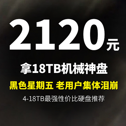 黑色星期五 老用户集体泪崩，4款高性价比机械硬盘推荐 18TB只要2120元,京东!我选择性沉默!