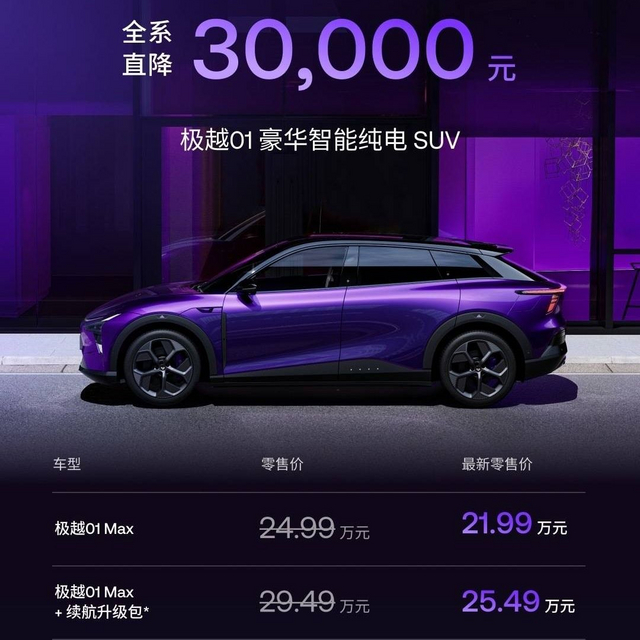 极越01，全系降价3万