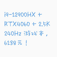 i9-12900HX + RTX4060 + 2.5K 240Hz 游戏本，6138元！