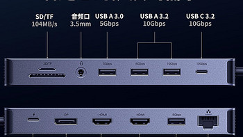 一款全能的扩展坞 10Gbps 双HDMI+DP 4K60Hz