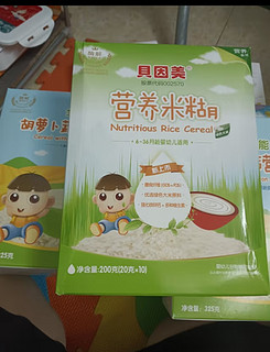 贝因美（Beingmate）婴儿含铁米粉 宝宝辅食 原味营养纯米糊绿色大米粉200g