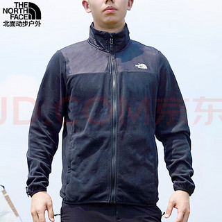 The North Face 北面抓绒衣 新款户外防风薄款外套 黑色