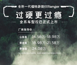 福特小猛禽-Ranger上市14.58万起步