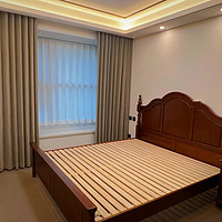 熙和全实木樱桃木美式法式复古双人床：现代简约卧室的艺术品