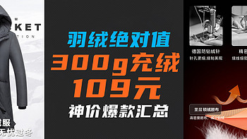 羽绒绝对值——109元300g充绒，179元188g充绒！神价爆款大汇总~