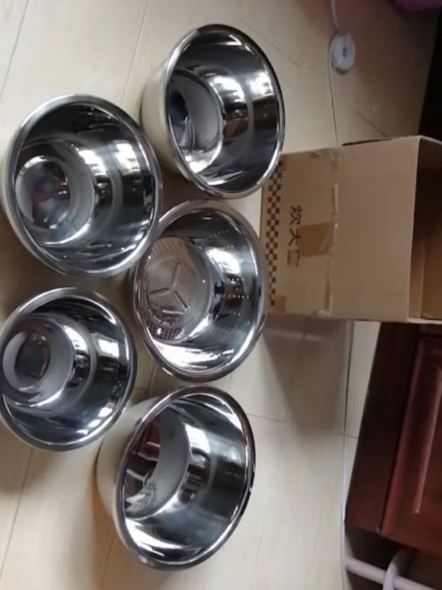 炊大皇304不锈钢盆筛五件套 洗菜盆和面盆调料腌肉盆米筛五个组合装