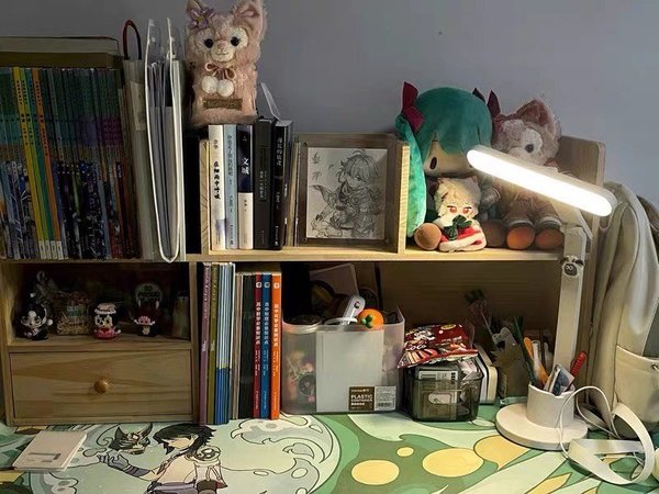 实木书架桌上置物架