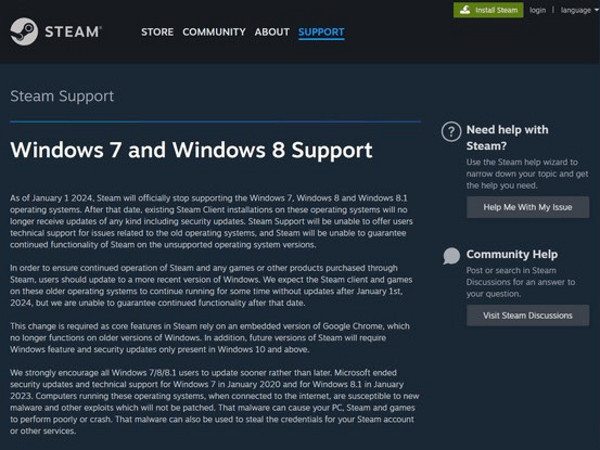 是时候讲再见！Steam正式结束对Windows 7/8/8.1的支持