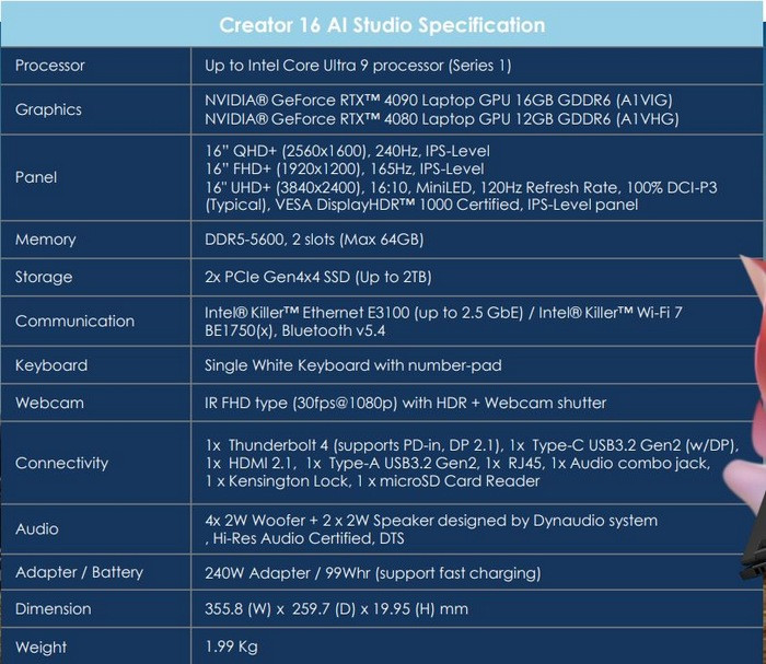聚焦CES丨微星发布更轻薄的 Stealth 16 AI Studio 全能本，酷睿Ultra 9 + RTX 40 独显