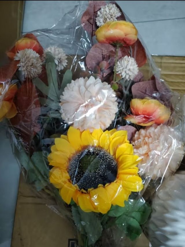 爱已装糖 假花仿真花 绢花塑料花礼物花束套装餐桌摆件装饰花 春日来信