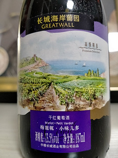 长城 海岸葡园 高级精选梅鹿辄干红葡萄酒 187ml 