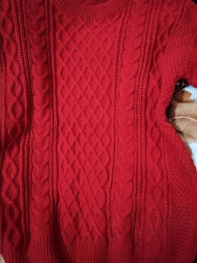冬日里的温暖，红色时尚毛衣