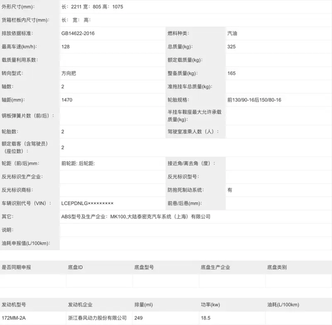 工信部第379批新车申报图公示 贝纳利新车首曝