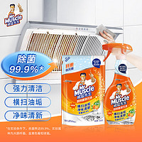 威猛先生（MrMuscle）油污清洁剂455g+420g补充装柑橘香强力去油污厨房重油污净