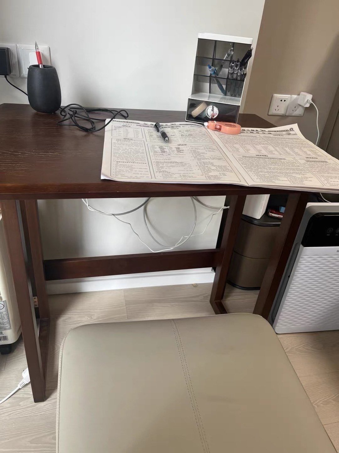 纯实木折叠书桌靠墙电脑桌