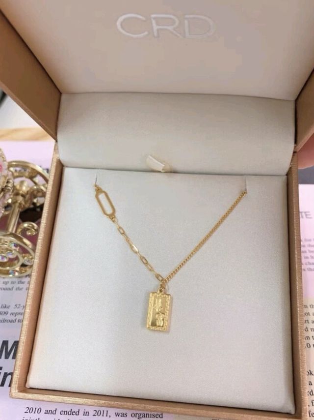 CRD克徕帝黄金暴富小金砖项链小金条项链黄金项链AB双链双面设计 金重5.15克|空心