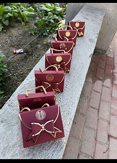 阿宝丽结婚喜糖盒婚礼手提款礼盒订婚喜糖袋包装空盒蝴蝶结10个装小号