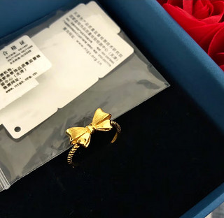 中国珠宝（Sino gem）新年情人节礼物 蝴蝶结黄金戒指女款999足金在逃公主开口戒结婚生日送女友老婆
