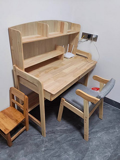 实木书桌书架一体学习桌
