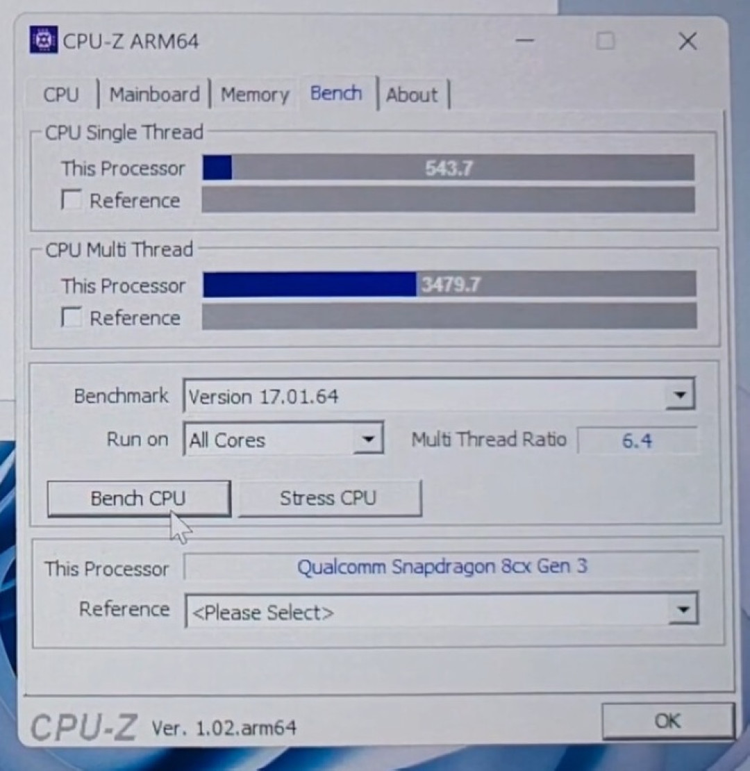 高通骁龙8cxgen3的cpuz性能出炉能效比优异为对抗苹果macbook