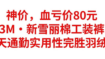 神价，血亏价80元，3M•新雪丽棉工装裤，冬天通勤神器，实用性完胜羽绒裤，赶紧上车