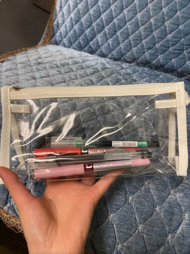 简约透明笔袋ins日系中学生大容量